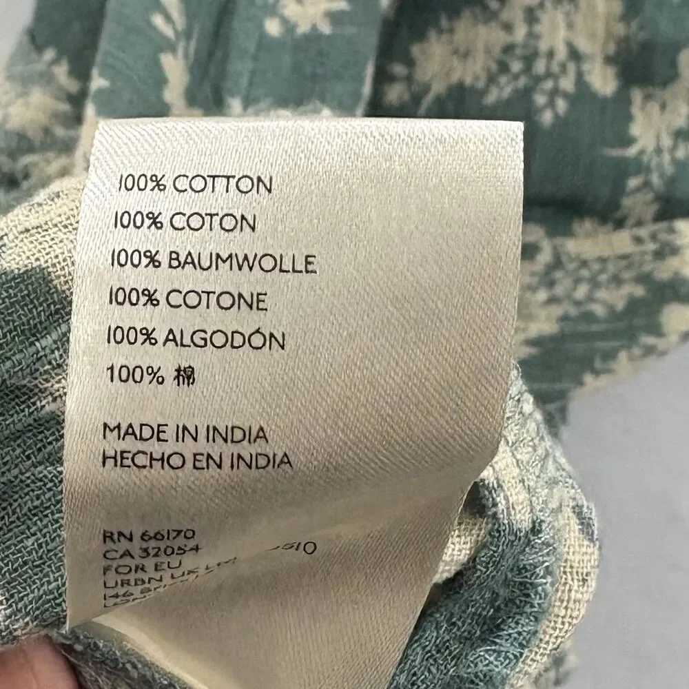 Free People Ellie Boho Green Floral Puff Sleeve Smock Bodice Maxi Dress Sz S - Picture 15 of 15